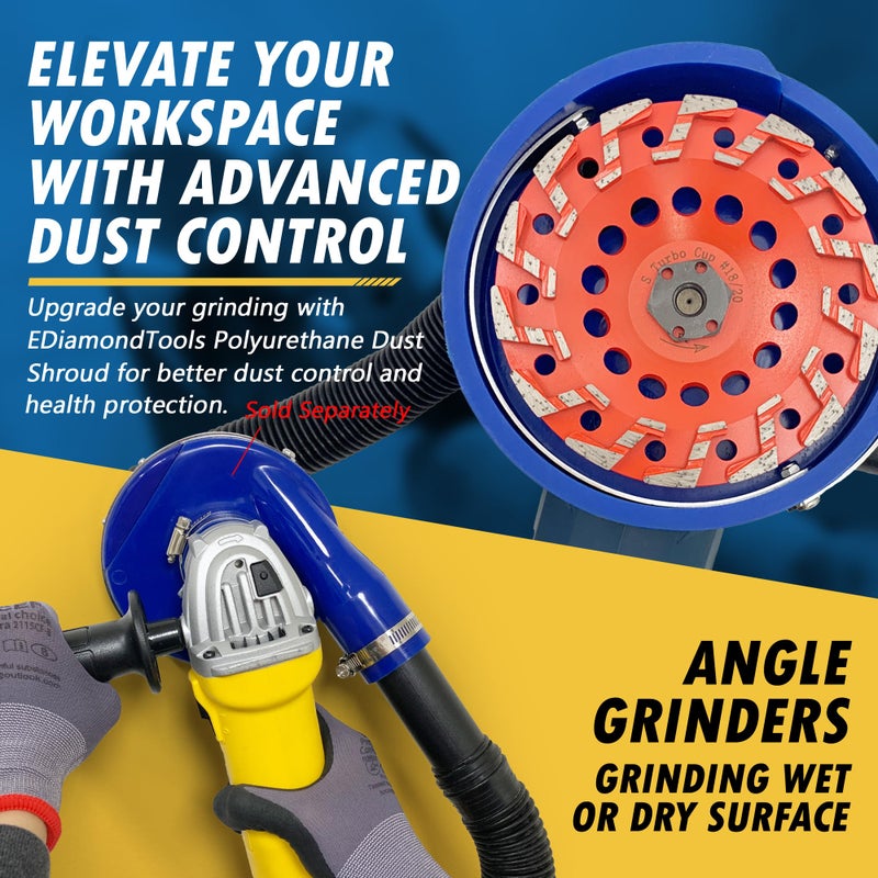 EDiamondTools 7" High Performance Diamond Grinding Wheels for Aggressive Concrete, Paint, Epoxy, Mastic, Coating Removal, #18/20 Grit, S Segments, 7/8"-5/8" Arbor - Image 5